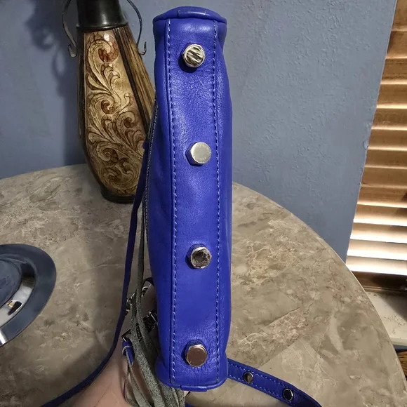 Rebecca Minkoff Mini Mac Cobalt Blue Zipper & Fringe Crossbody Bag - Picture 6 of 12